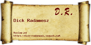 Dick Radamesz névjegykártya